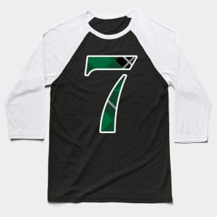 7 Sports Jersey Number Green Black Flannel Baseball T-Shirt